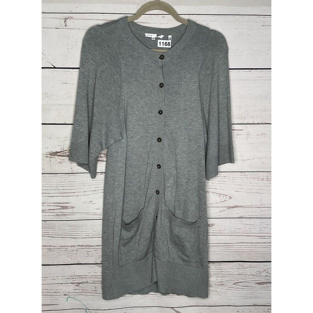 Vince‎ Gray Pockets 3/4 Sleeve Button Front Long Cardigan Women XS China